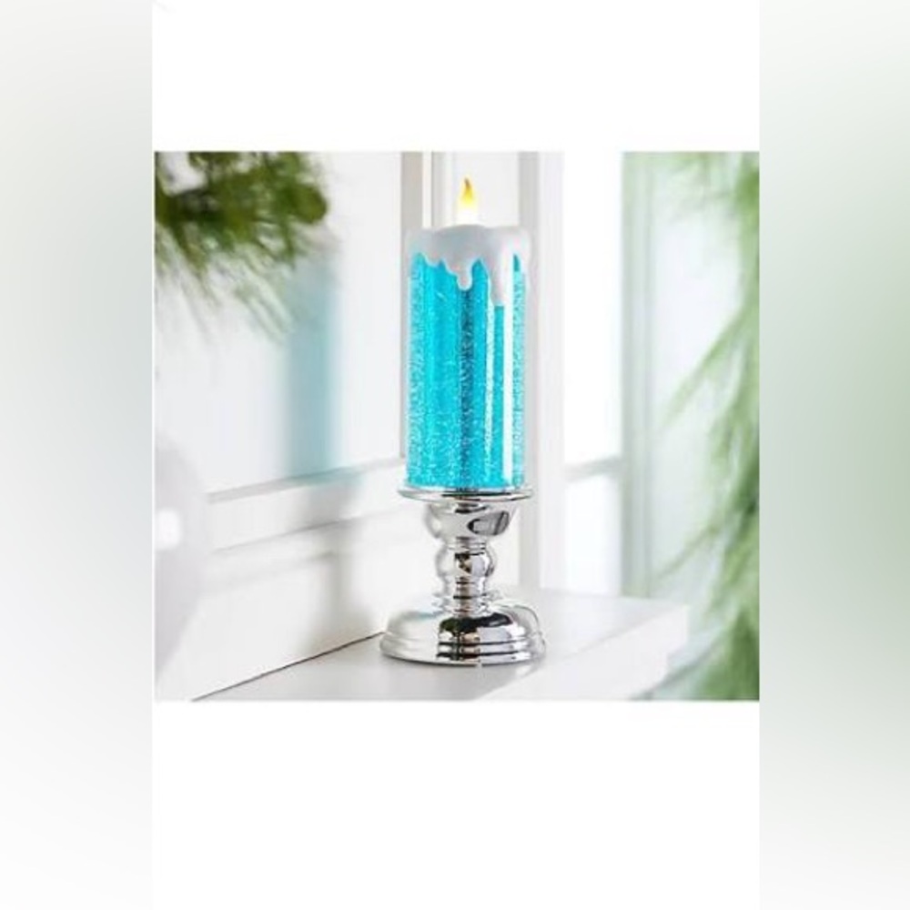 Valerie Parr Hill Illuminated Glitter Candle with Pedestal